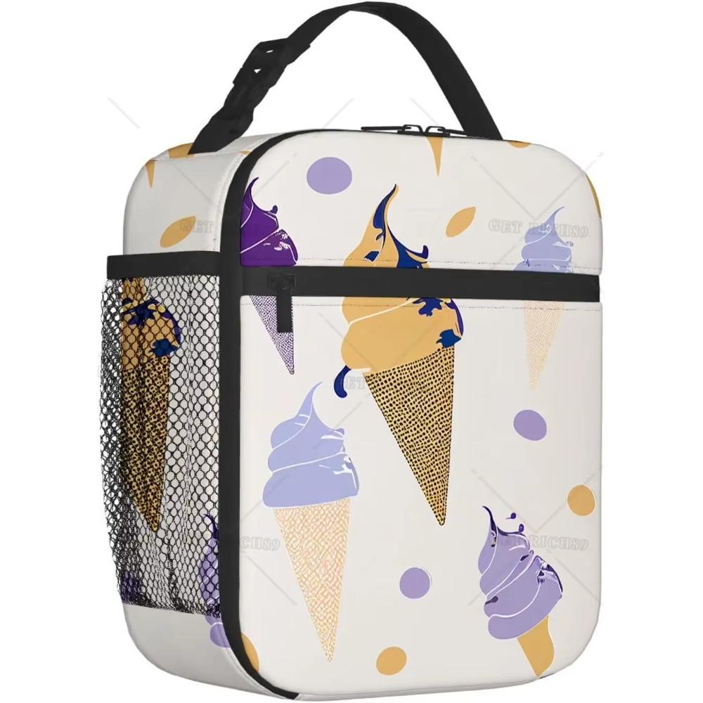 Funny Food Pattern Lunch Bag Leakproof Lunch Pail Container for Adults Work Outdoor, Reusable Handbag, To Keep Food Hot/Cold