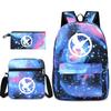 Large Capacity Schoolbag with Shoulder Strap; Student Three-piece Pencil Case Set