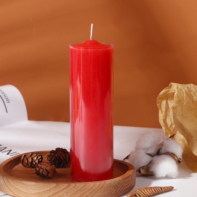Home Lighting Emergency Bold Red and White Candle Color Odorless Greenhouse Long Pole Cylindrical Large Candle
