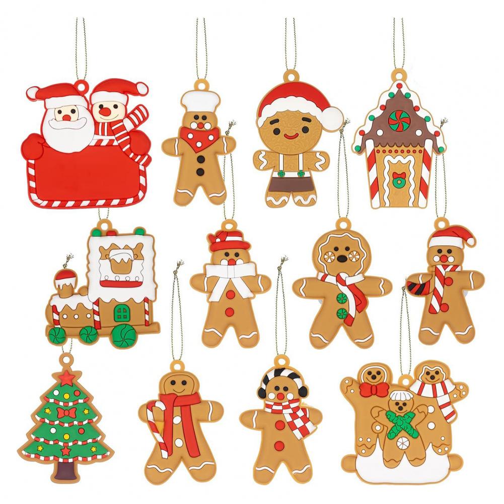 Small Gingerbread Man Pendant Cute Christmas Tree Decorations Gingerbread Man Christmas Ornaments Set Santa for Xmas for Holiday