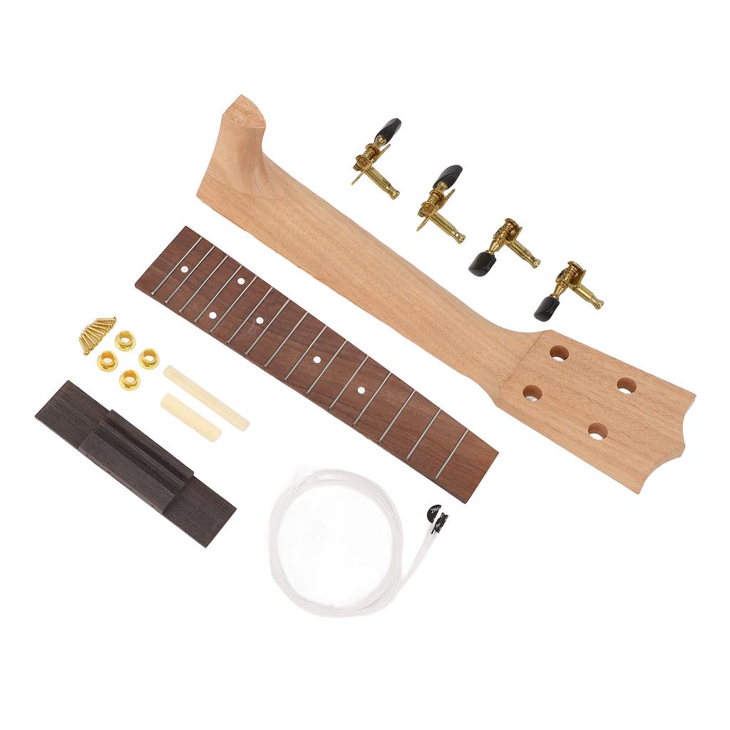 Make Your Own Ukulele Kit Guitar Neck String Knob Bridge Wooden 21in Unfinished Ukulele Parts