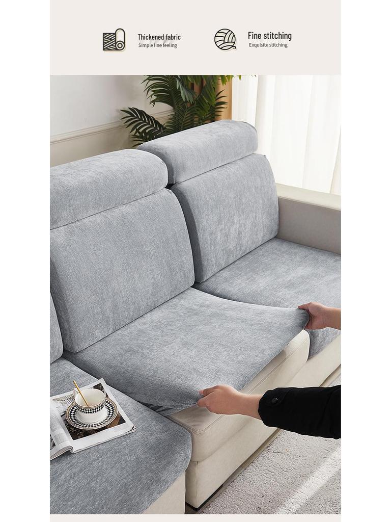 Universal-Sofaüberzug aus Chenille – Rundum-Kissenbezug, schlichtes Design