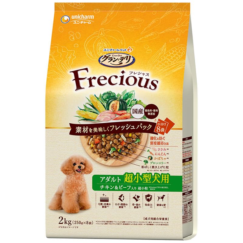 

Unicharm Grand Deli Frecious для взрослых и очень маленьких собак с курицей и 2 кг корма для собак (Оптовая закупка) собаки, собаки, говядина, [x3]