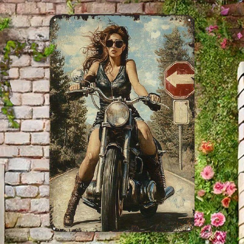 

Adventure Ready Retro Motorcycle Girl Tin Sign No 66 Highway Wall Art Suitable for Garage Home Decor or Bar Fun and Unique 20x30cm（7.8x11.8inch）