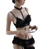 Sex Underwear Women's Sexy Three-point Pajamas Seduction Princess Garter Lace Pure Desire Underwear Set
