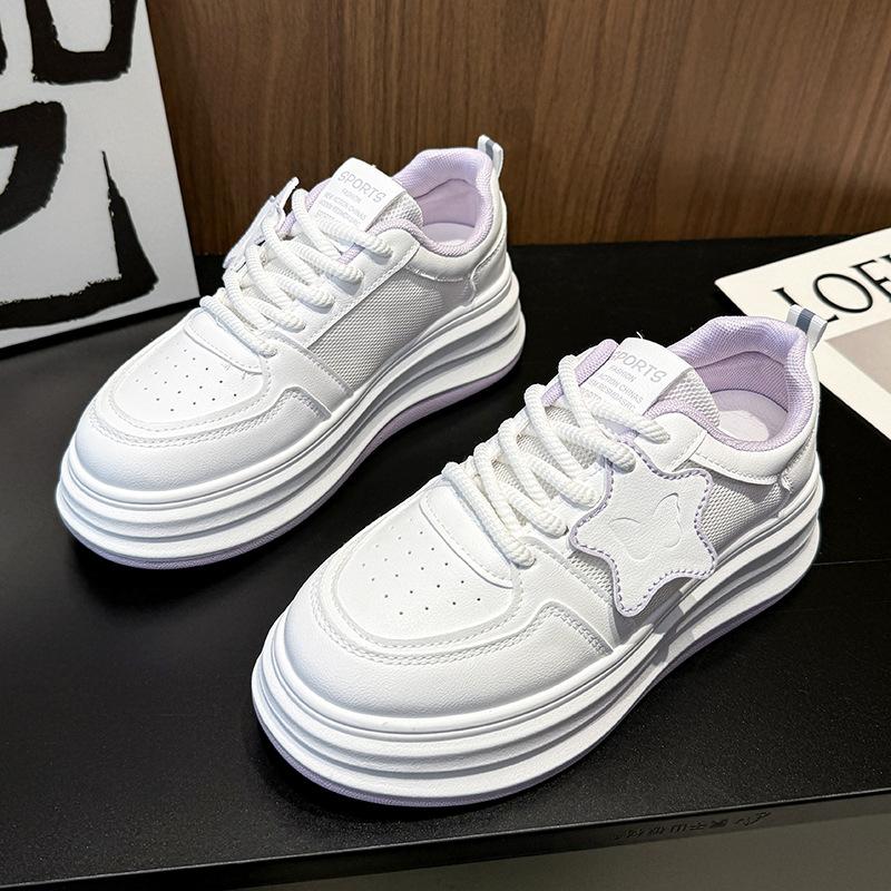

Platform white shoes women s spring and summer 2025 new versatile casual muffin sole fashionable small height-increasing board shoes 35