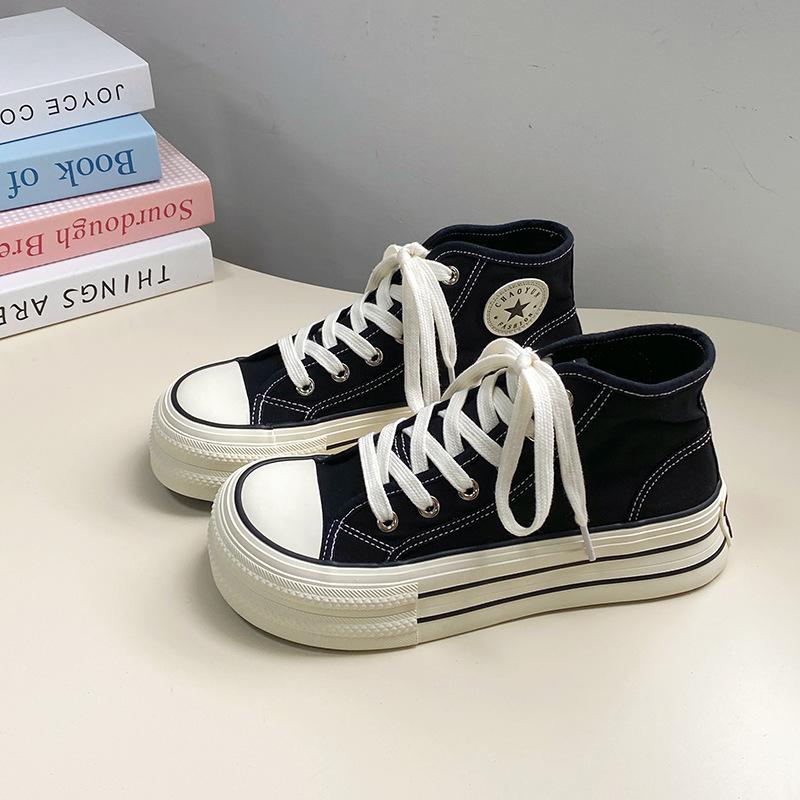 Oddychające damskie trampki za kostkę na platformie białe buty typu board shoes mango duży nosek codzienne pojedyncze buty są cienkie, modne i wszechstronne