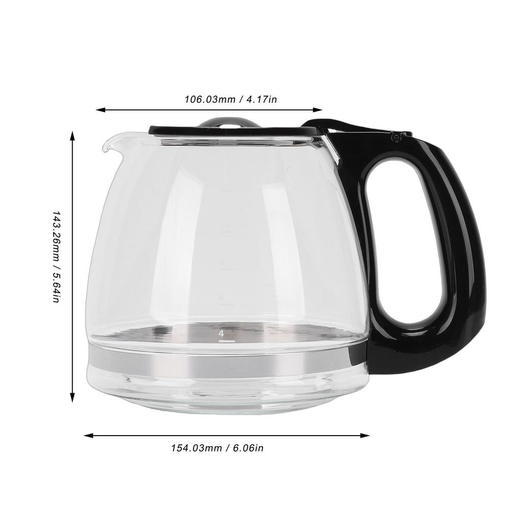 Glass Coffee Carafe Glass Coffee Pot Glass Coffee Pot Easy to Clean Heat Cold Proof Coffee Maker Replacement Carafe with Handle