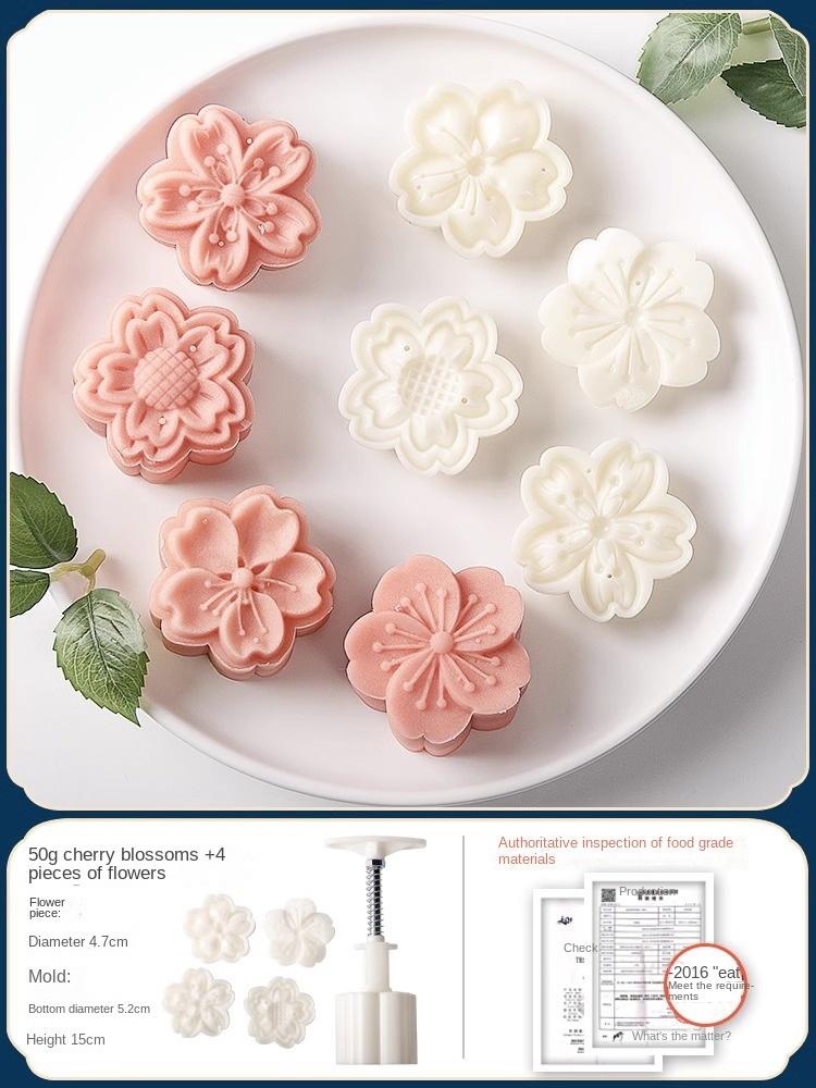 Mooncake Mold Household Pressed Flower Snowskin Mooncake Dessert Pastry Baking Model Mung Bean Cake Grinding Tool