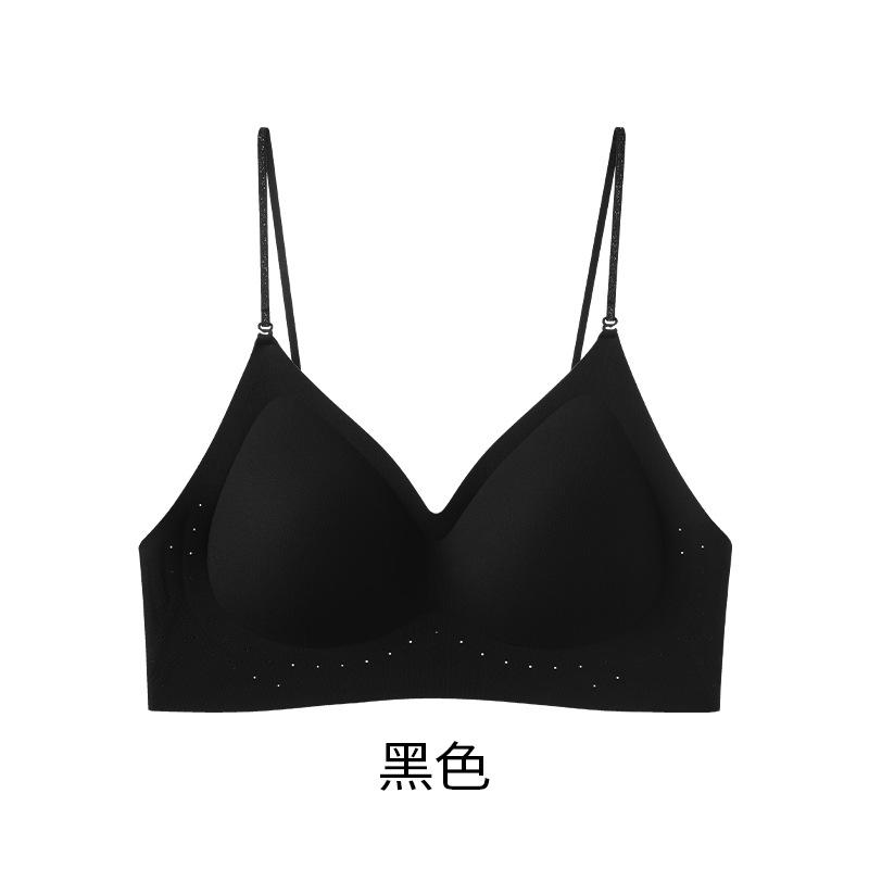 

New breathable, seamless, comfortable, beautiful back gathered, fixed cup, anti-sagging, non-steel ring breasted bra s(recommended 40-47.5kg ) чёрный
