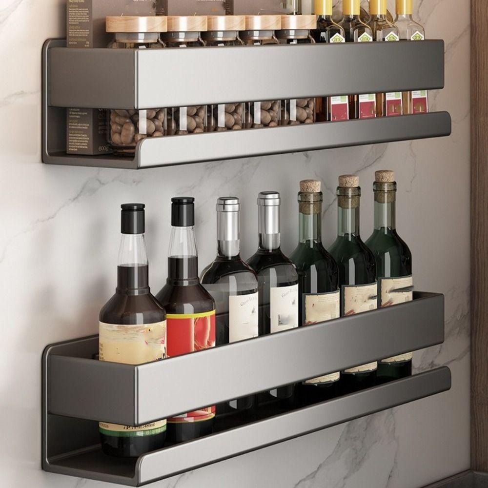 Wall Mounted Kitchen Storage Rack Moisture Resistant Rust Resistant Wall Rack No Drilling Adhesive Hanging Storage Shelf