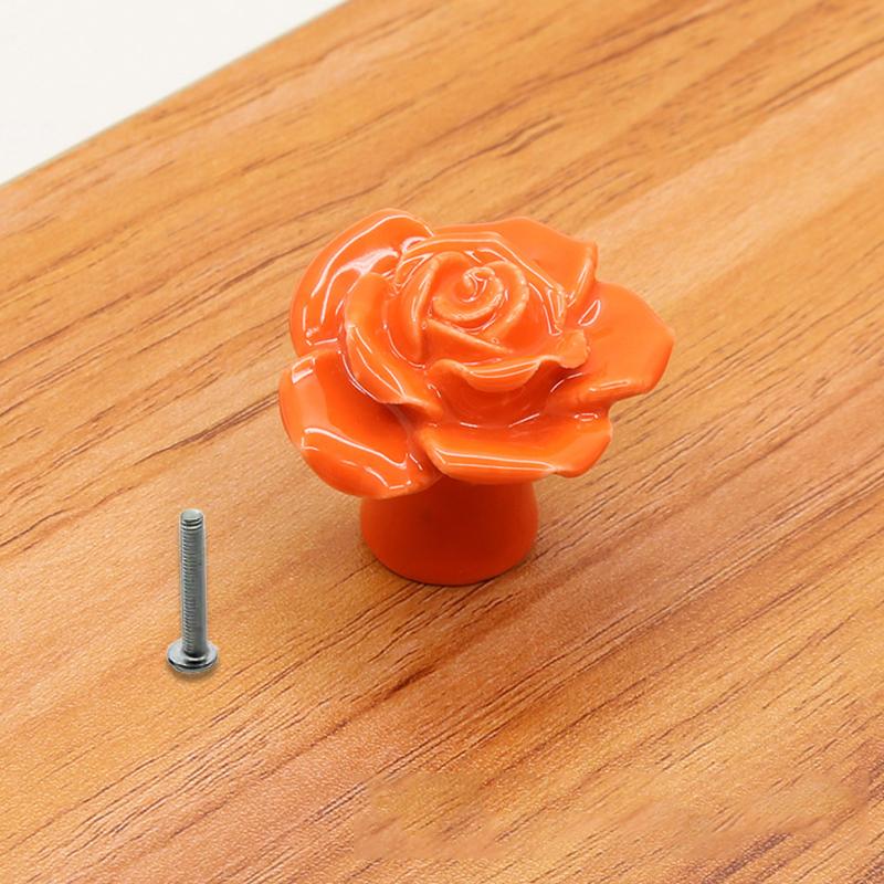1PC Single Hole Handle Cartoon Cabinet Handles Modern Cupboard Pulls Minimalist Flower Rose Drawer Knobs Fashion
