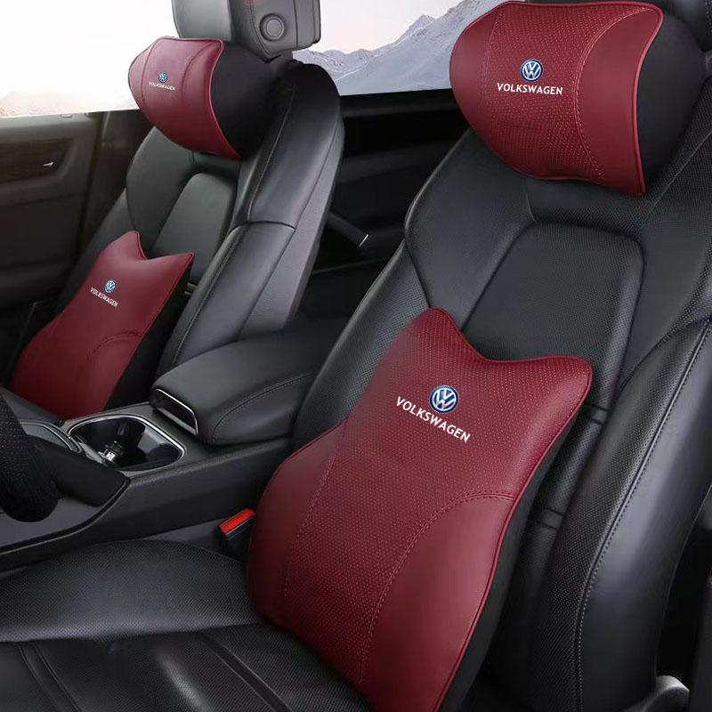 Valve Stems Caps For Volkswagen VW Amarok Tiguan T-Cross Passat Polo Leather Car Seat Headrest Lumbar Support Head Pillow Auto HAL6