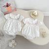Summer Navy Collar Short Sleeve Baby Romper Cute Bow Tie Embroidered Triangle Crawling Clothes