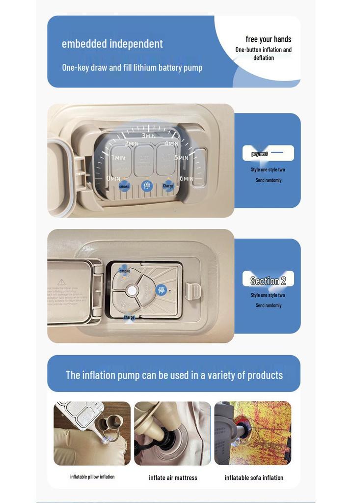Elevated Flocked Inflatable Mattress with Built-in Pump and Moisture-Proof Pad