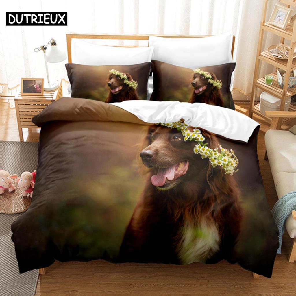 

Golden Retriever Bedding Set Duvet Cover Set 3d Bedding Digital Printing Bed Linen Queen Size Bedding Set Fashion Design (135x200cm)&set