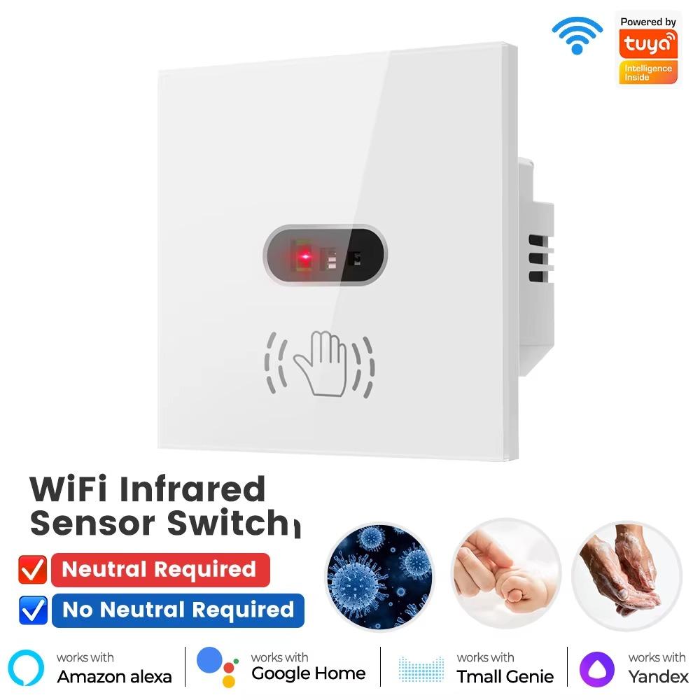 Glass Screen Panel Hand Wave Switch Neutral Wire Automatic Button Pusher  Home Automation белый