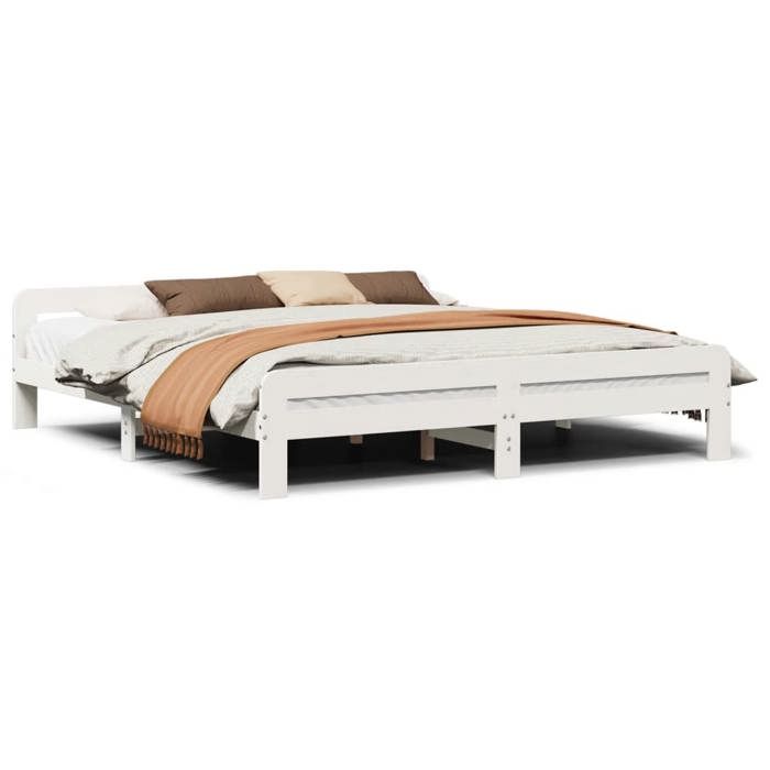 VidaXL Bed Frames Without Mattress White 200x200 Cm Solid Pine Wood 855461