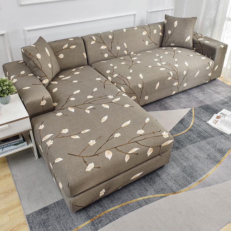 Stretch Sofa Überwurf Sofabezug Spandex Rutschfest, mit elastischem Saum für L-Form Ecksofas, Ideal für Kinder und Haustiere