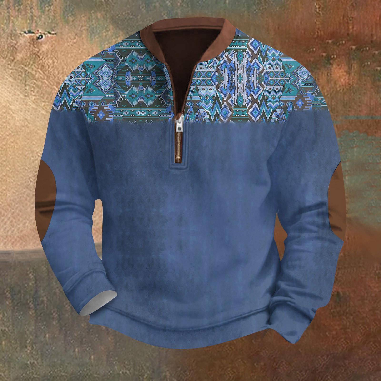 

Мужская повседневная толстовка в стиле ретро с градиентным принтом S синий