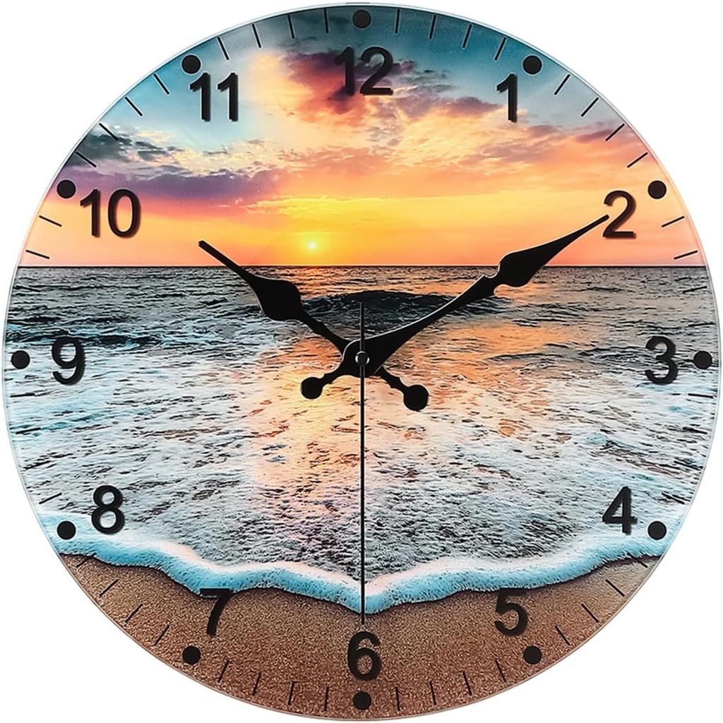 12'' Silent Non-Ticking Wall Clock with Cosmic Galaxy, Battery Operated Analog Clock for Bedroom/Living Room/Kitchen/Office