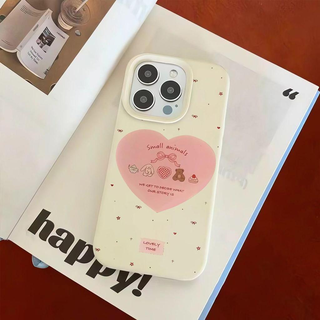 Adorable Heart & Rabbit Mochi Case for iPhone 17/16 Pro Max/15/14/13/12/11