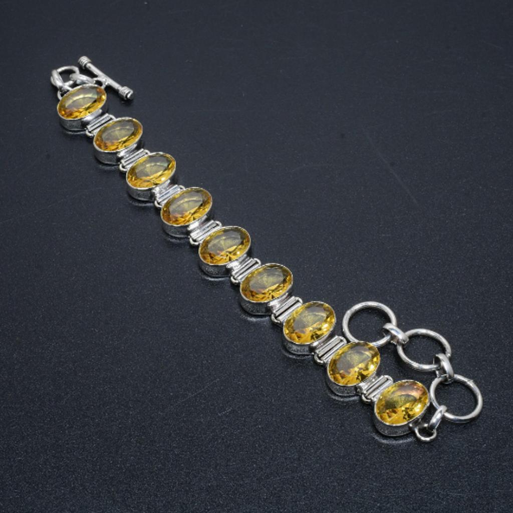 Citrine Bracelet Citrine Gemstone Handmade 925 Sterling Silver Bracelet Citrine Bracelet For Gift Purple Citrine Bracelet For Mother For Her