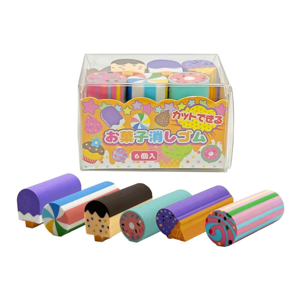 Sweets Design Erasers Pieces Per X 2 Sets Cuttable! (6 Pack)