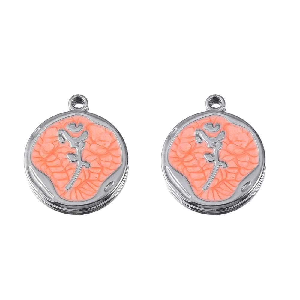 2pcs Stainless Steel Orange Enamel Retro Anklet Charm Bohemia Gold Plated Pendant Base for DIY Earring Necklace Jewelry Findings