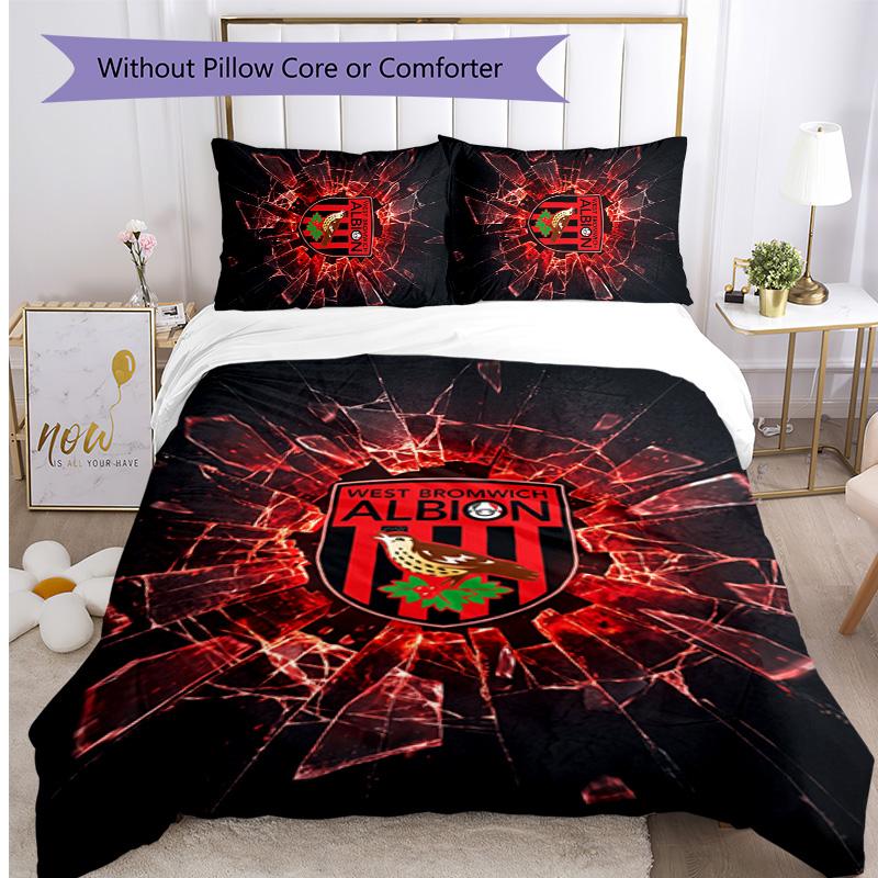 Set Biancheria da Letto Stampato West Bromwich Albion Football 3 Pezzi, Set Copripiumino Confortevole e Delicato sulla Pelle per Camera da Letto