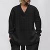 Men Casual Loose V Neck Long Sleeve Jacquard Knit Pullover Top