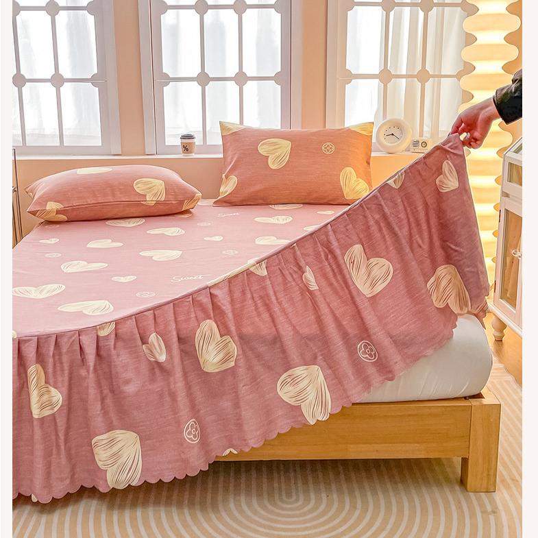3pcs Bed Skirt Set Anti-slip Bed Skirt Bed Cover Full Bed Skirt Set Dust-proof Bed Sheet Bed Surround Bed Cover Mattress Protective Cover Bedding Set
