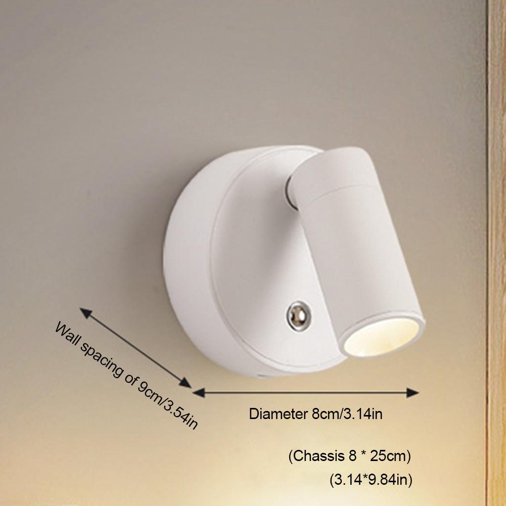 Verstellbare Wandleuchte USB-wiederaufladbar 1800mAh Moderner Stil Drehbare Wandlampe COB Touch-Steuerung Nordisch Modern LED-Wandleuchte 3W
