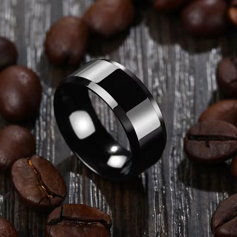 8mm Black Titanium Stainless Men Ring Simple Wedding Bands Rings Gift For Male Jewelry Size 5-13 Drop