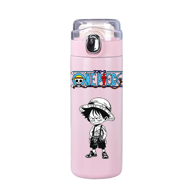 400Ml Anime One Piece Baskılı Termos Şişe Paslanmaz Çelik Kupa Sızdırmaz Vakumlu Matara Termal Kahve Çay Süt Su Şişesi