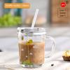 Drikkekopp med sugerør for barn med lokk og håndtak Søt glass-tumbler Baby-matflaske Tegneserie-glasskopp for barn Drikkew