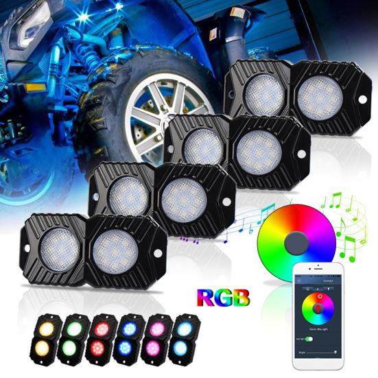 

4 шт./компл. светодиодный светильник RGB из алюминиевого сплава, водонепроницаемый корпус управления музыкой