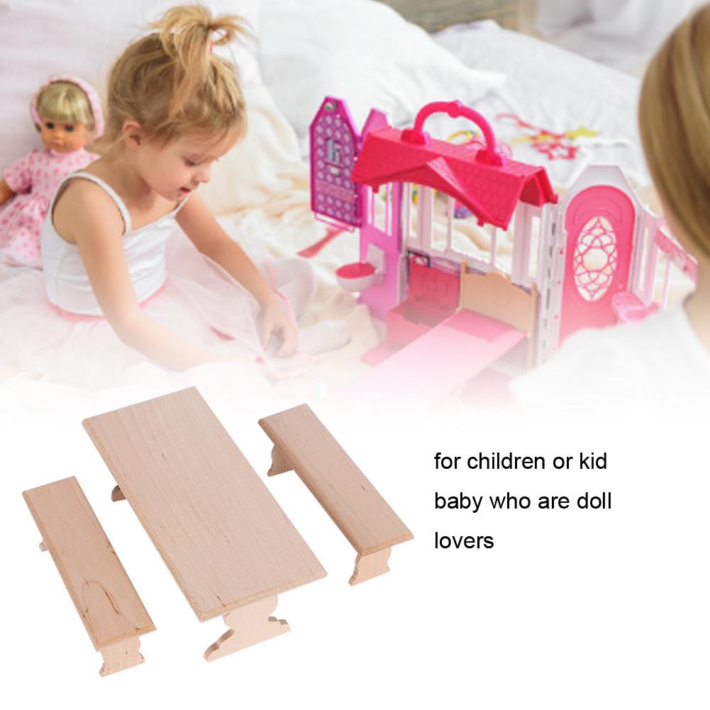 1/12 Puppenhaus Miniatur Holzmöbel Tisch Bank Modell Set ZubehörTisch Bank