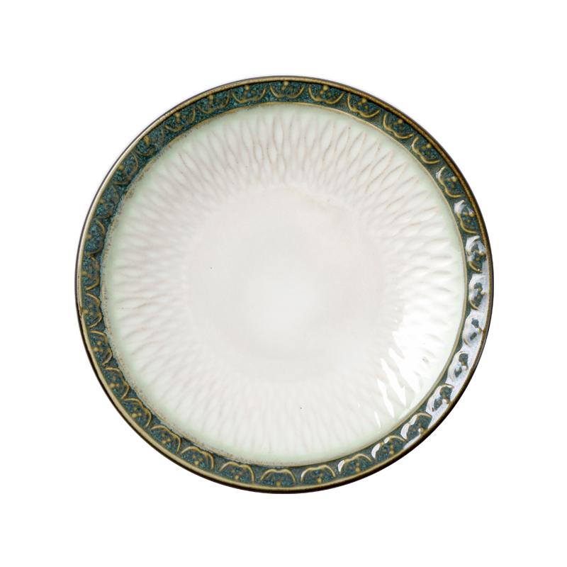 Creative Retro Circular Dining Plates Household Afternoon Tea Dessert Snack Plate Exquisite Light Luxury Ceramic Plate Tableware