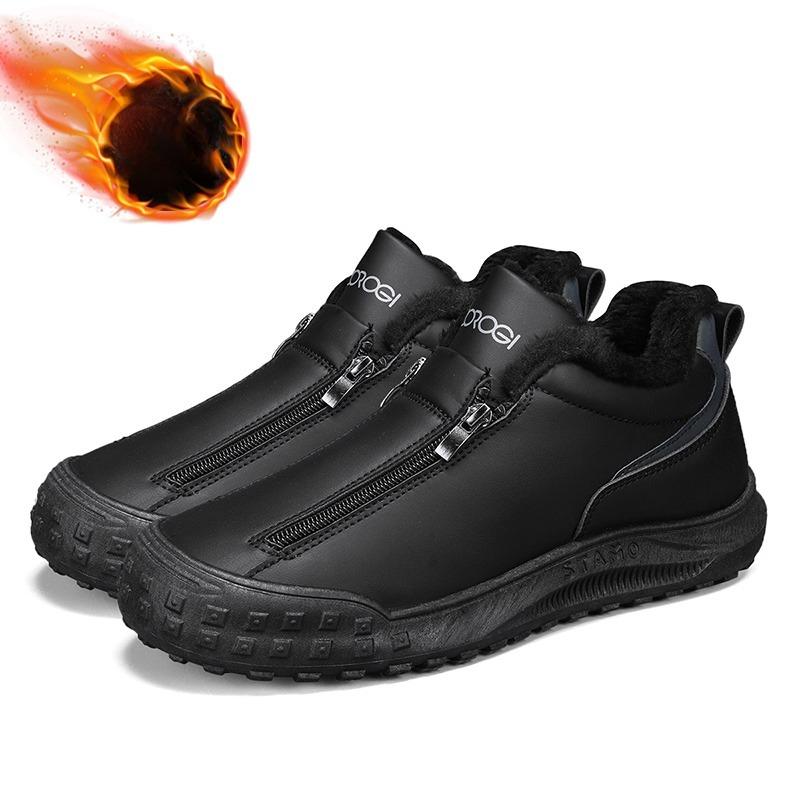 

Мужская повседневная обувь для ходьбы, фитнеса, противоскользящая и теплая обувь с высоким верхом и бархатной подкладкой для осени и зимы, для повседневного использования на открытом воздухе 44 чёрный