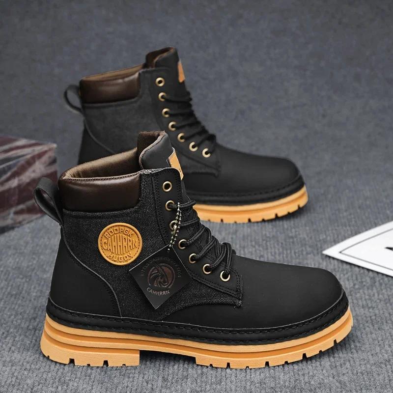 Mode CYYTL Herren Stiefel Winter Freizeitschuhe Outdoor Rutschfest Designer Luxus Plateau Cowboy Chelsea Arbeitssicherheit Leder Knöchel Sneaker