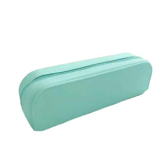 Silicone Pencil Case Soft Touch Pencil Bag with Zipper Portable Student Stationery Storage Bag Large Capacity Pen Pouch for School синий