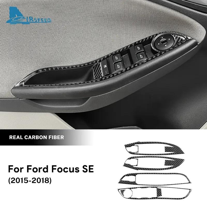 Real Soft Carbon Fiber Sticker For Ford Focus SE RS ST Ecoboost 2012-2015 2016 2017 2018 LHD Car Window Lift Button Panel Trim