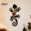 Tropical Home Accents Metal Gecko Lizard Wall Decor, Colorful Painted Iron Art, Unique Gifts for Garden Lovers Outdoor Farmhouse Hanging Ornament