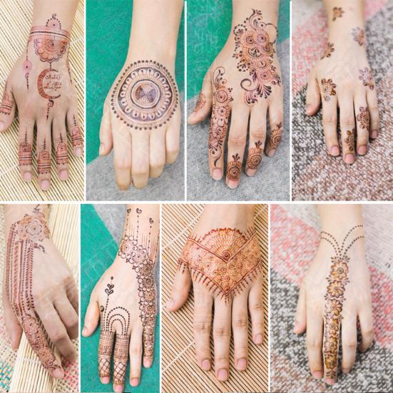 Henna Tattoo Stickers, Red Brown Waterproof Lace Temporary Tattoos, Indian Mehndi Body Art for Women Girls, Festival Makeup