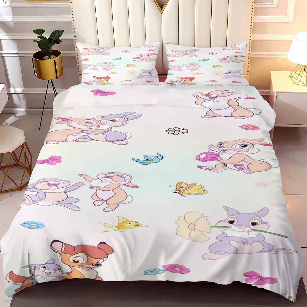 Bambi Párové povlečení Sada povlaků na přikrývku Velikost Twin 100% Polyester 3D Dětská sada povlečení 3dílná 1 povlak na přikrývku