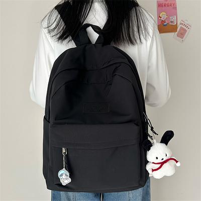 Simple Solid Color Schoolbag Large Capacity Student Backpack Campus Backpack Versatile