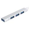 4Port USB 3.0 Hub MultiFunction Type C Splitter Extender Dock Adapter OTG PC(Silver )