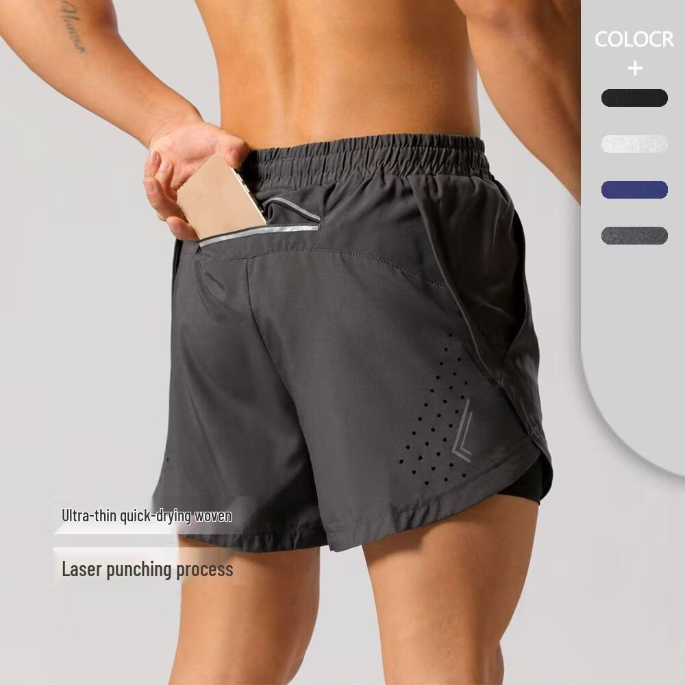

Men s Quick-Dry Running Shorts, Double-Layered, Anti-Exposure, Loose Fit for Athletics and Marathons. XL сірий колір
