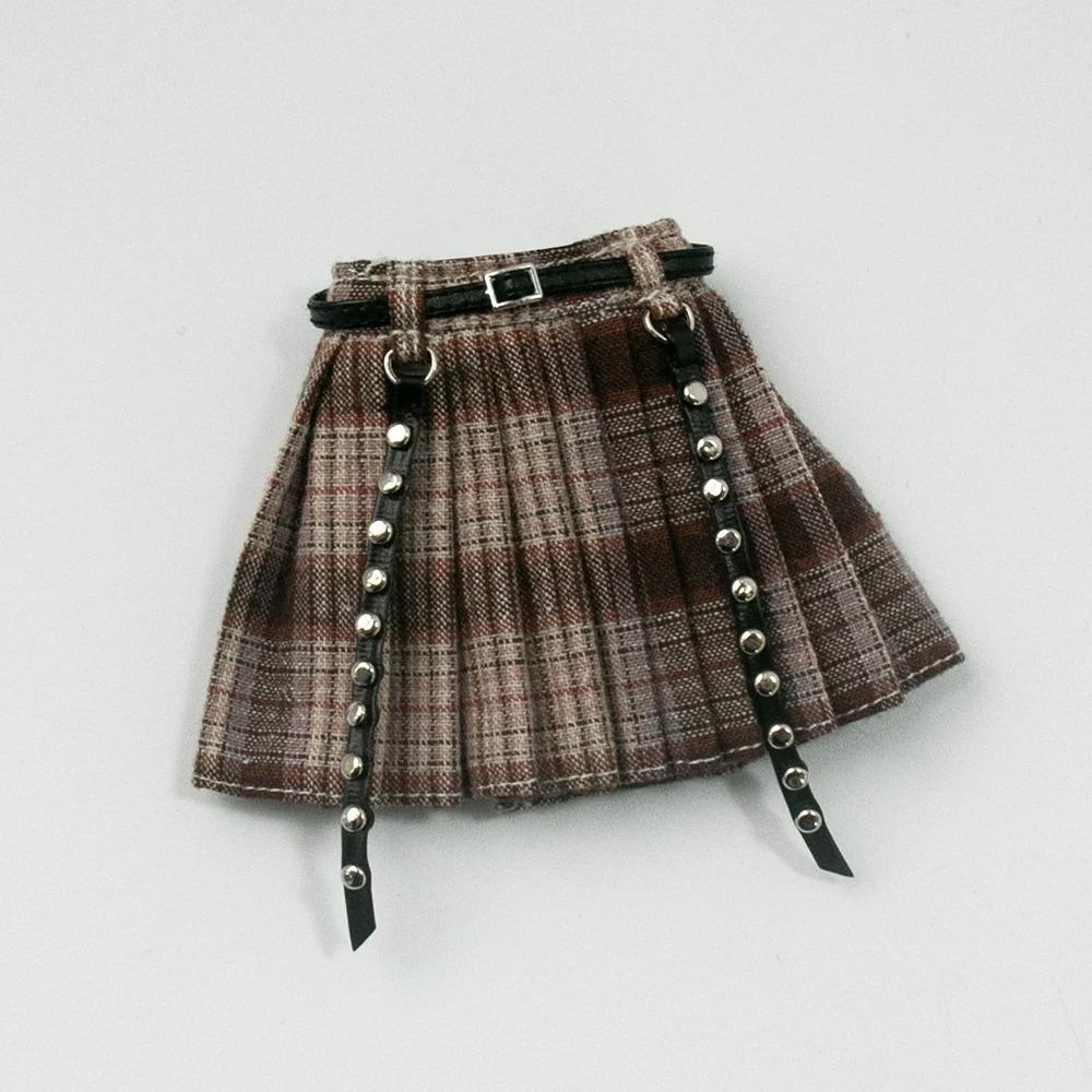 Roupas Blythe Saia Plissada Xadrez Top Tomara-que-caia Vestido de Tule Conjunto Saia com Babados para bonecas Licca Azones Ob22 Ker YMY acessórios